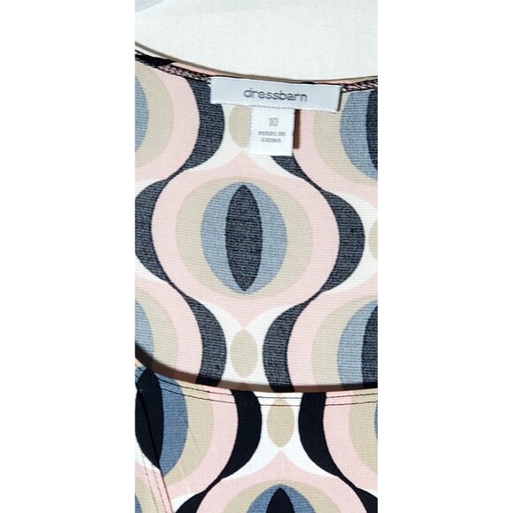 Retro Mod Geometric Print Midi Dress Sleeveless Pleated Waist Medium size 10 - Picture 4 of 12